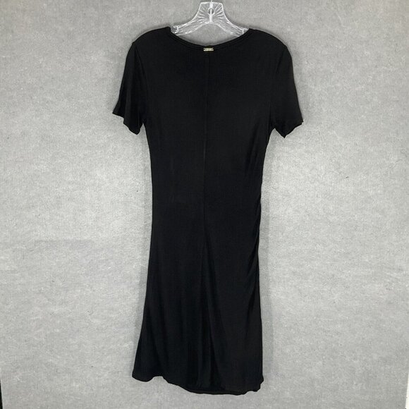 Tahari Dress Women XS Black Cinched Slimming Short Sleeve Stretch Office Evening - Picture 2 of 14